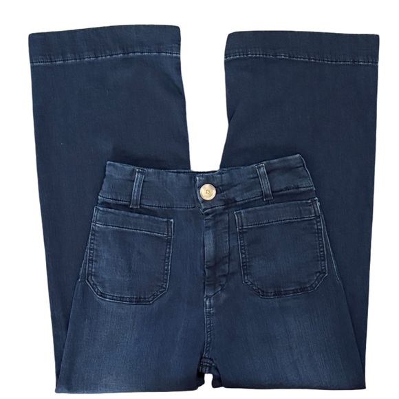 Maeve The Colette Crop High-Rise Wide-Leg Dark Blue Jeans Anthropologie Size 25 - Picture 5 of 13
